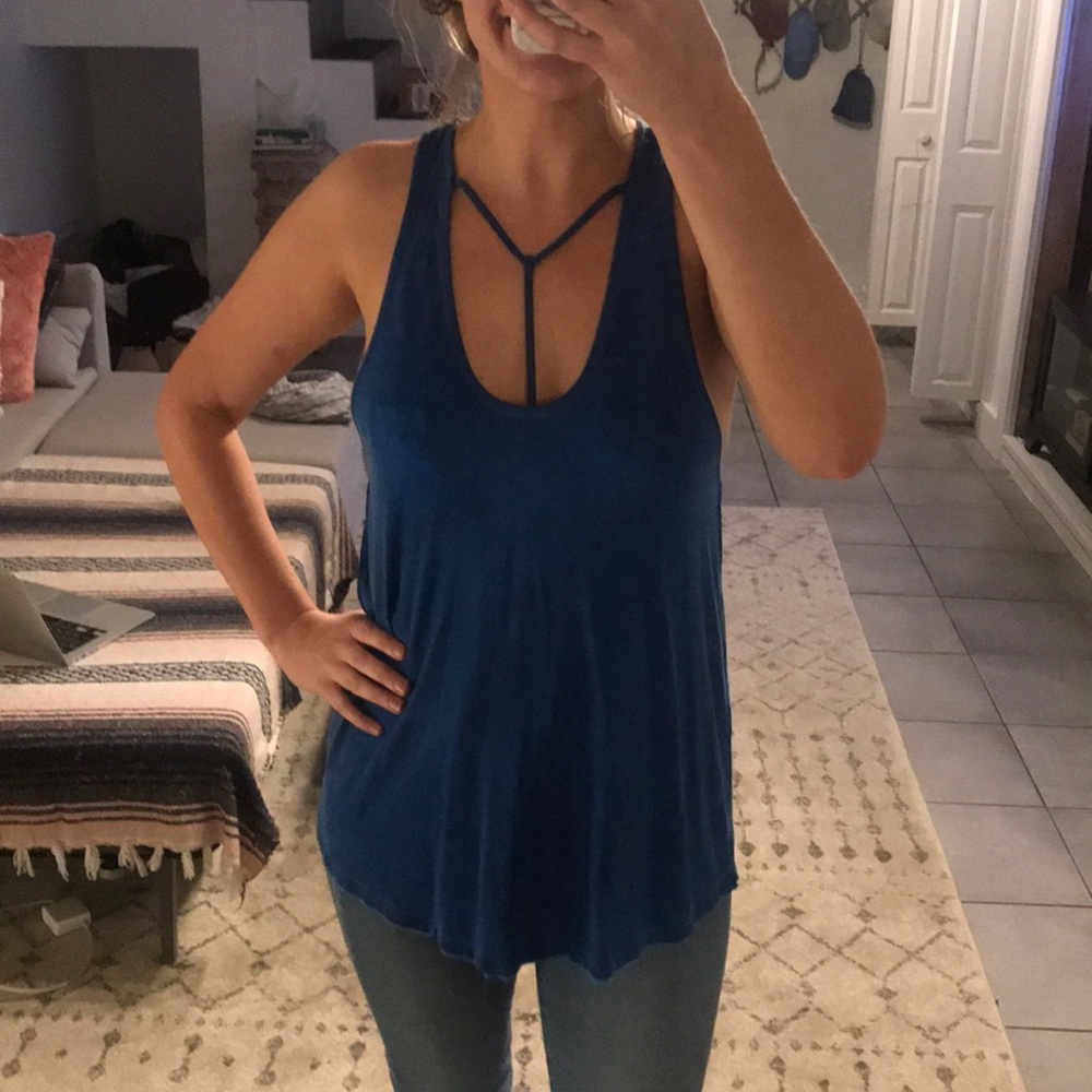 NWOT Free People indigo blue cross neck tunic